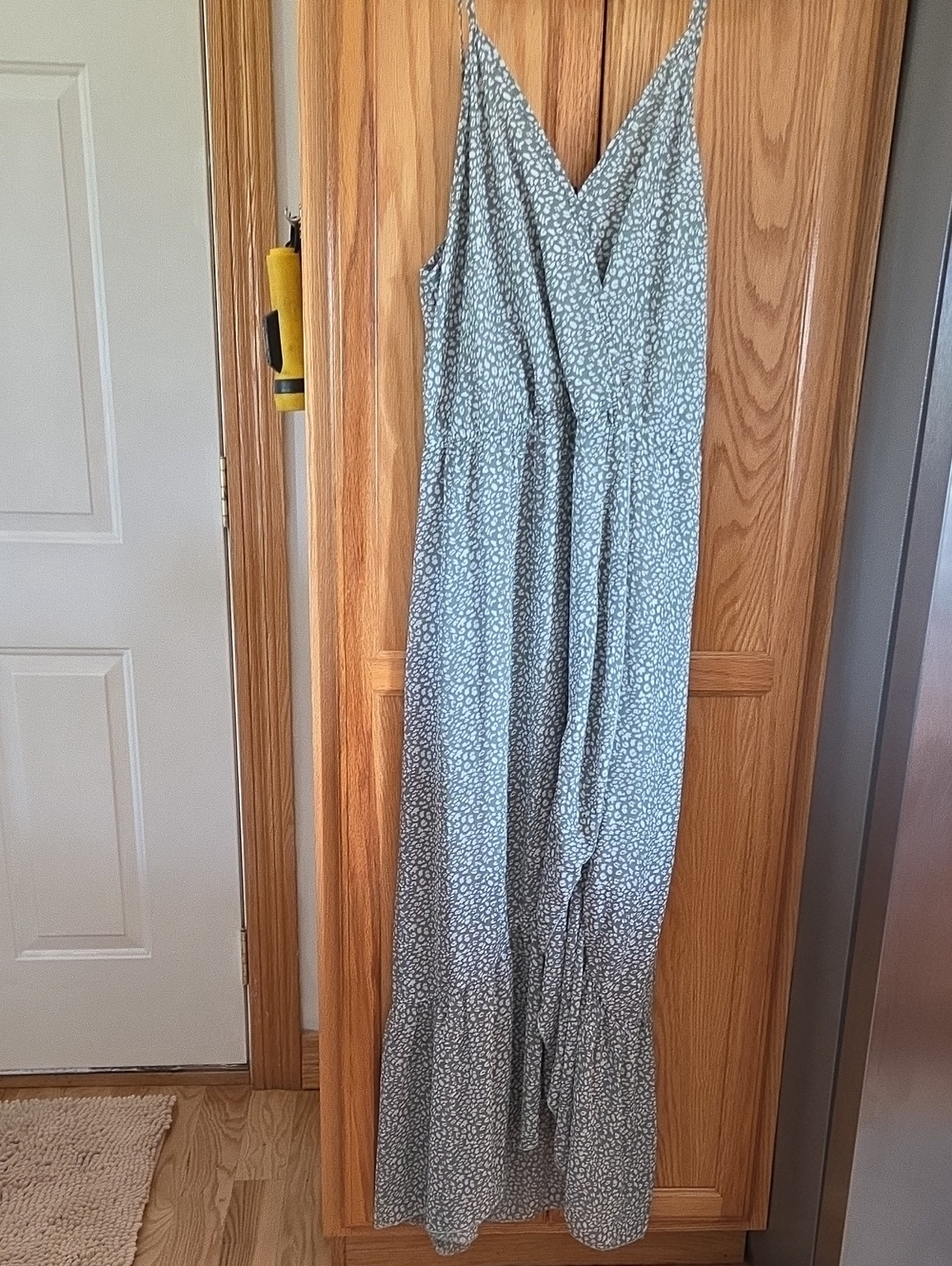 Light Green Floral Maxi Dress with Spaghetti Straps